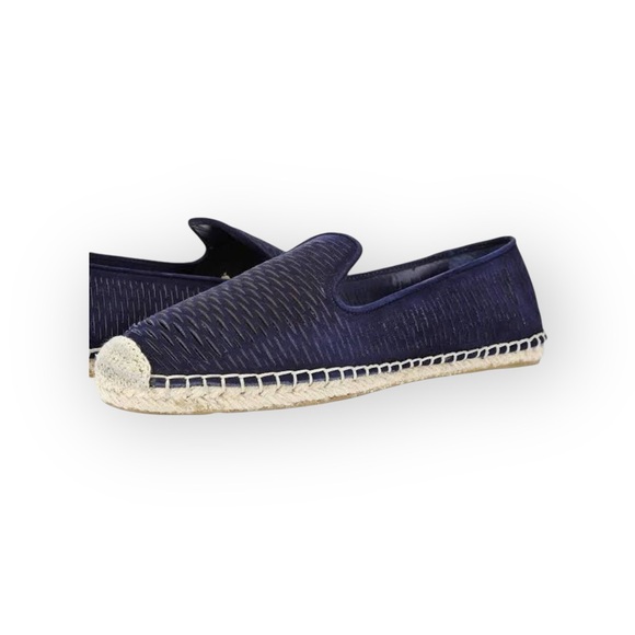 Vince Camuto ⌘ Disti Perforated Leather Flat Jute Trim Espadrilles ⌘ Navy 36 6M - Picture 2 of 16
